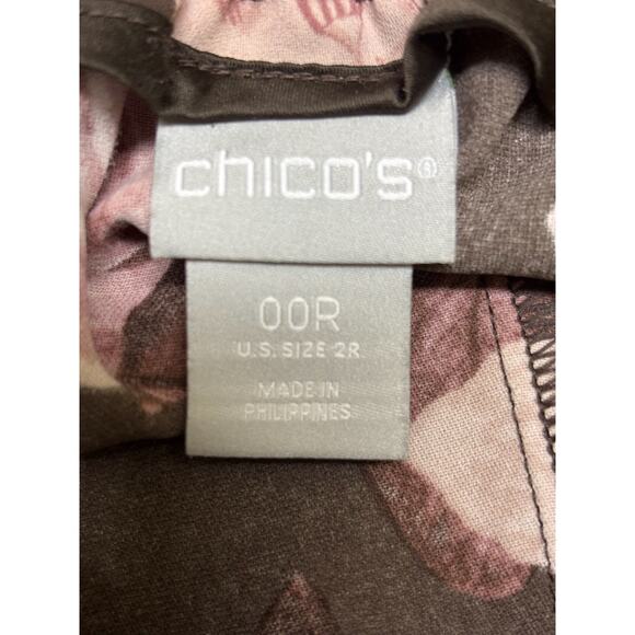 Chico's El Cielo Wide Leg Print Pants Floral Pink Mauve Cream Size 00R or 2R - Picture 4 of 5